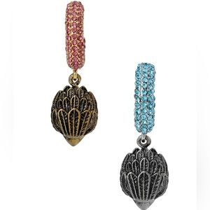 Kurt Geiger Mismatched Eagle Head Crystal. Huggie Drop Earrings